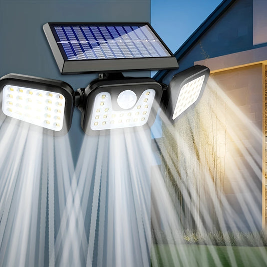 Solar LED Wall Light |Three-Head Outdoor Lighting | IP55| Solar-Powered with Motion Sensor | Durable ABS and PC Materials |Ideal